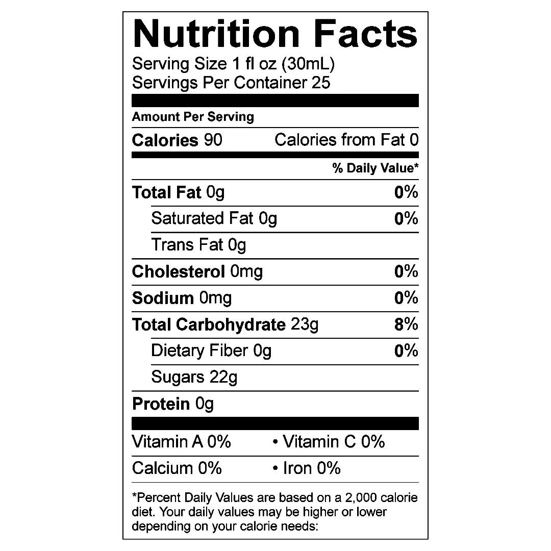 Nutrition Facts panel for Stirling Peach
